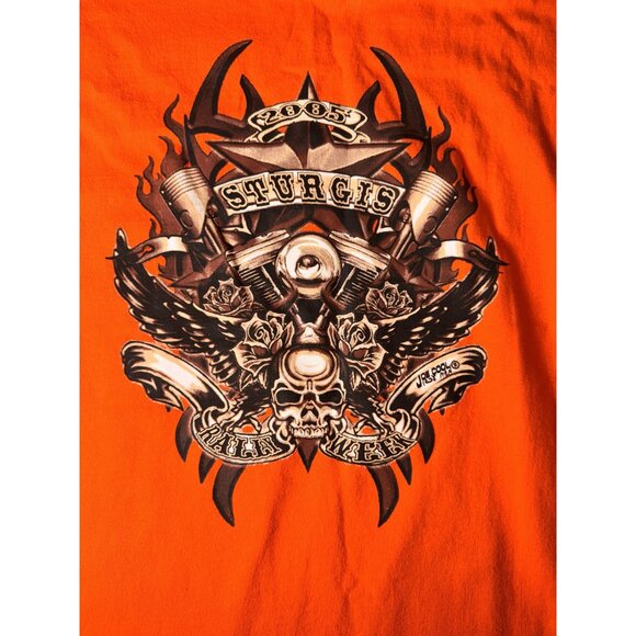 Gildan Orange Sturgis 2005 Sleeveless Shirt XL Graphic Tee Cotton - Picture 10 of 12